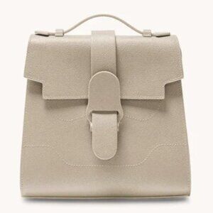 Senreve Alunna Pebbled Leather (Sand/Silver) + Flat Long Convertible Chain